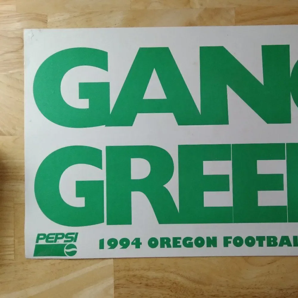 Vintage Gang Green 1994 Oregon Ducks Football Poster Pepsi Promotion